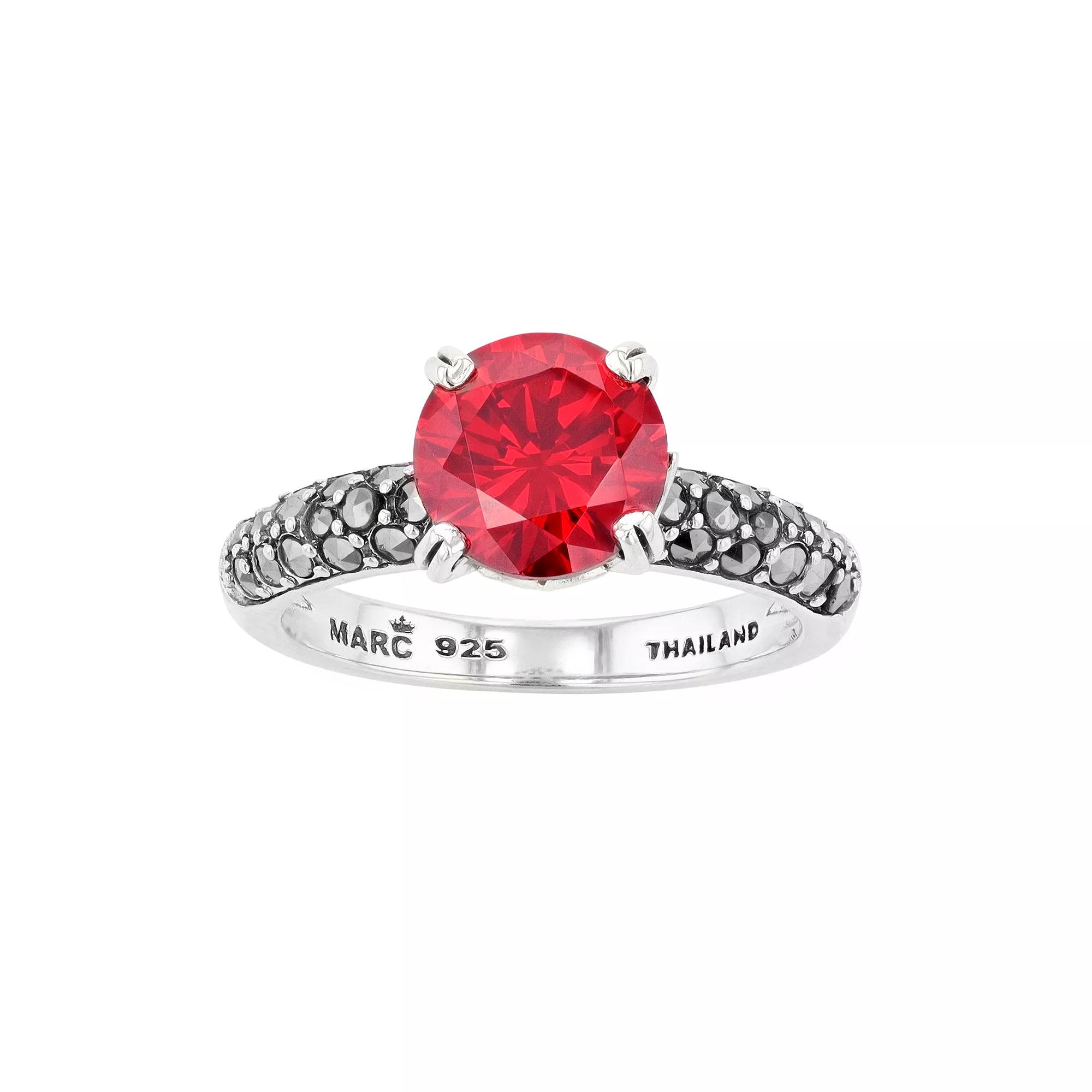 Lavish by TJM Sterling Silver Garnet Cubic Zirconia & Marcasite Ring, Women's, Size: 7 Product Image