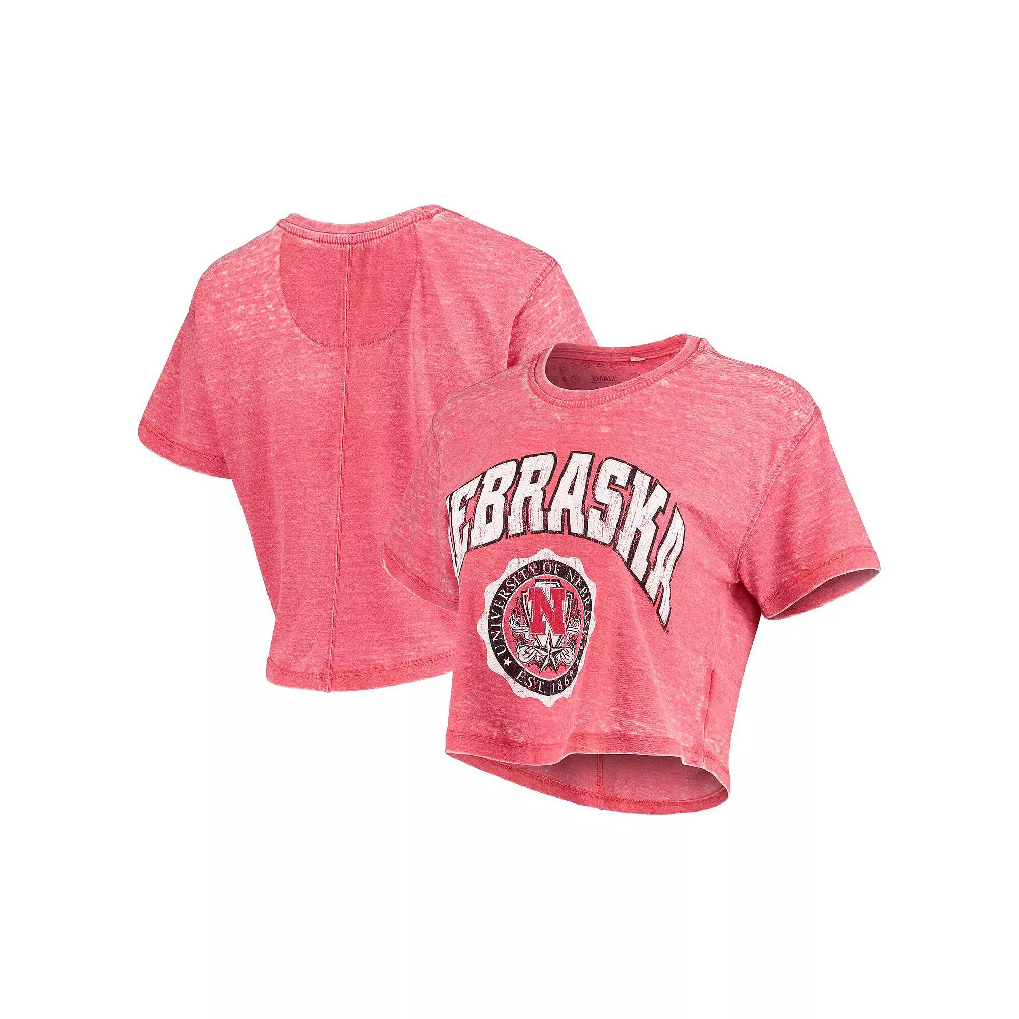 Women's Pressbox Red Nebraska Huskers Edith Vintage Burnout Crop T-Shirt, Size: XL Product Image