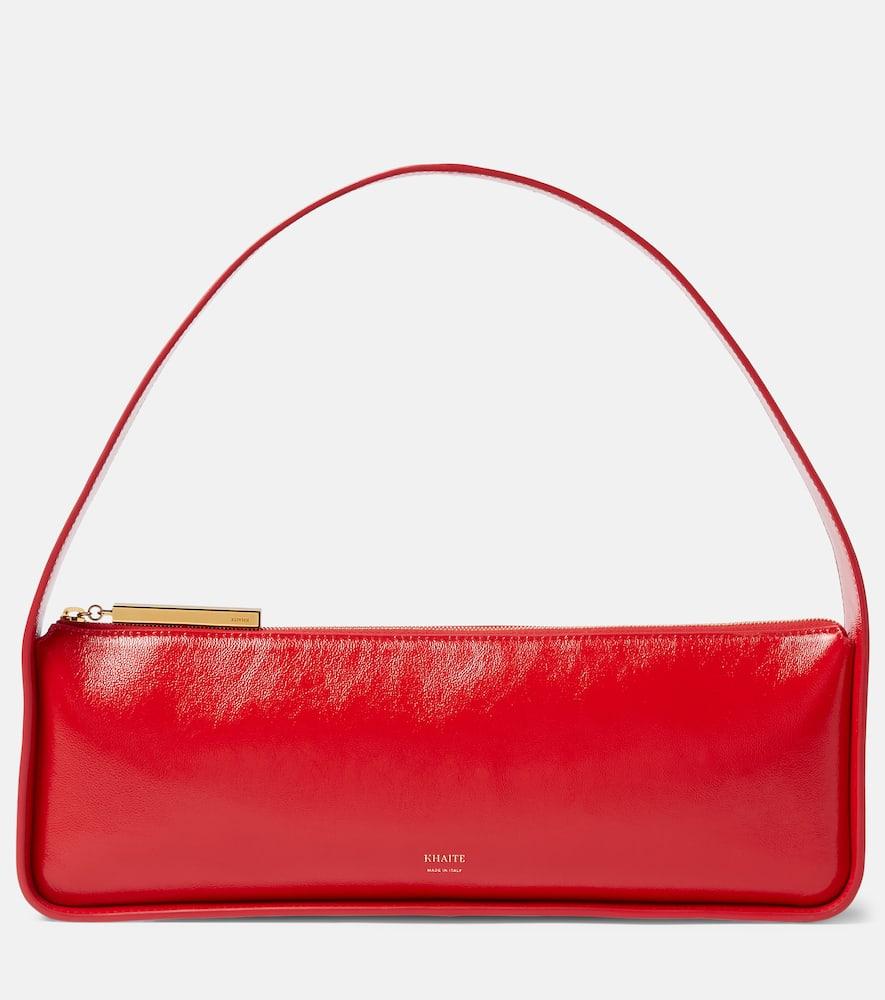 KHAITE Lori Crackle Patent Leather Shoulder Bag In Red Product Image