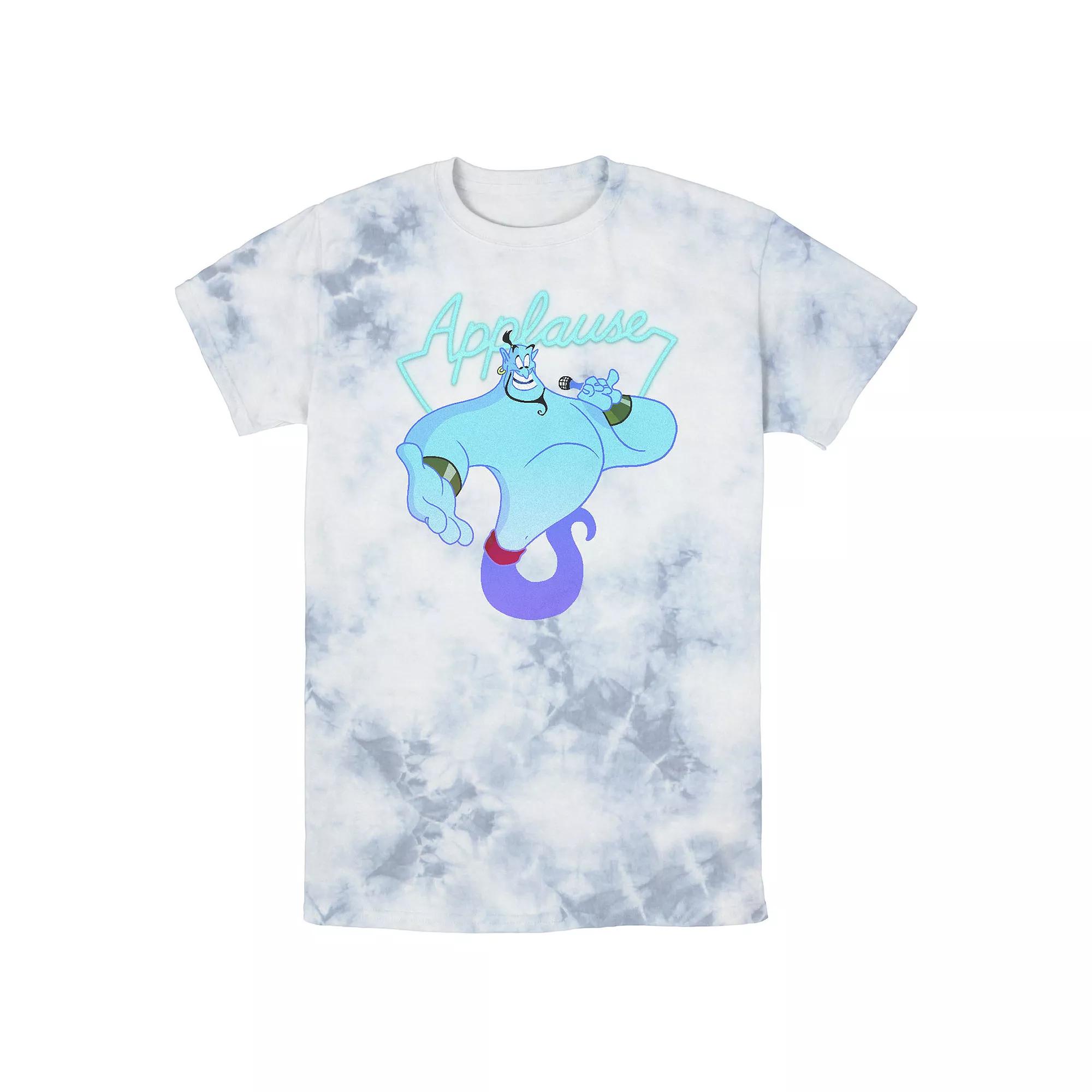 Men's Disney Aladdin Genie Applause Neon Sign Portrait Bomabrd Wash Tee,  Product Image