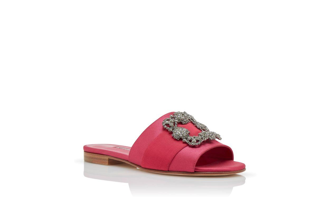 MARTAMOD Pink Satin Jewel Buckled Flat Sandals
 Product Image