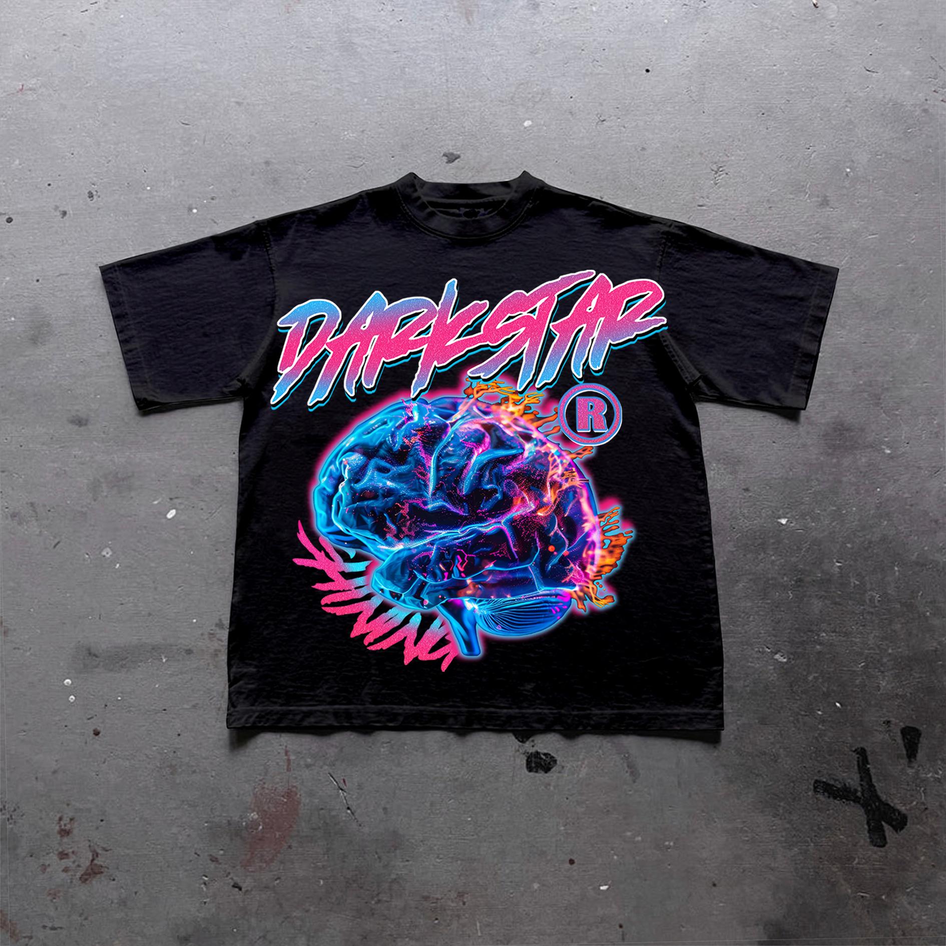 Sopula Darkstar Fun Color Brain Graphic Print Cotton T-Shirt Product Image