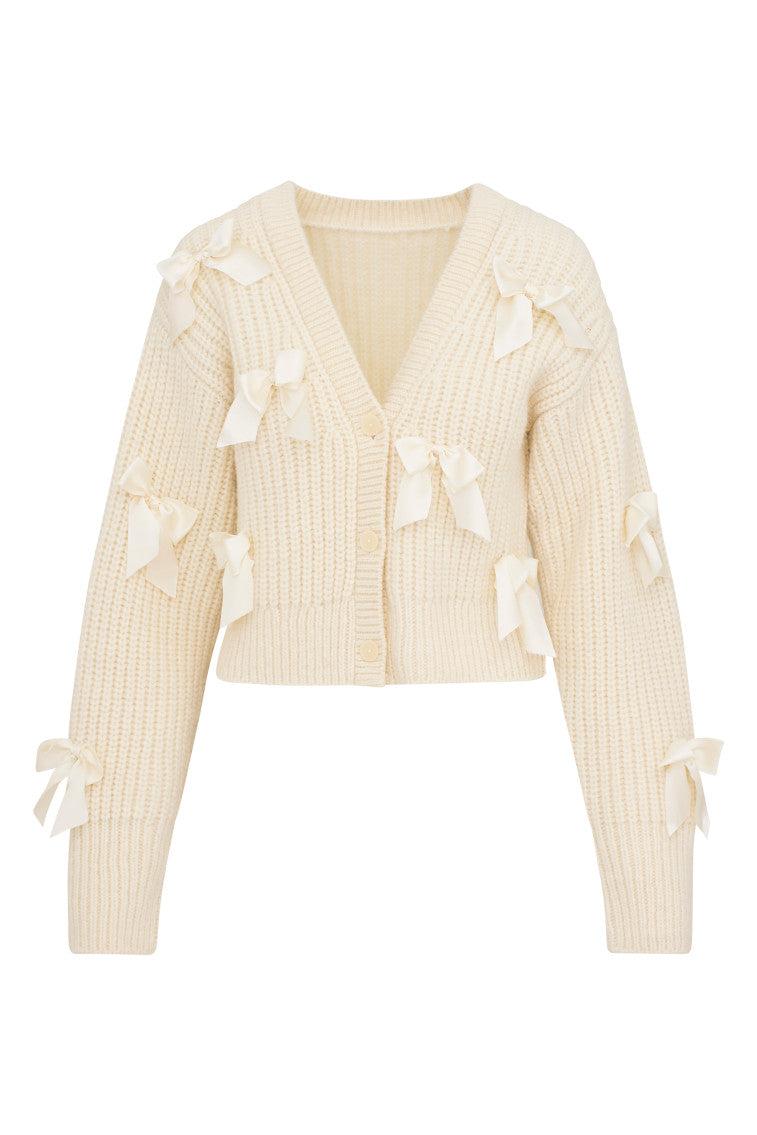 Ashtan Alpaca Bow-Embellished Cardigan - ROSE POMPADOUR Product Image