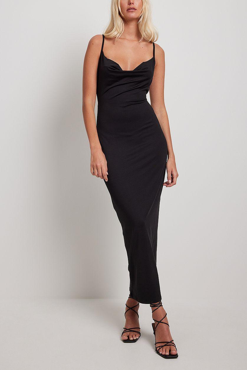 Cowl Neck Maxi Dress Black Product Image