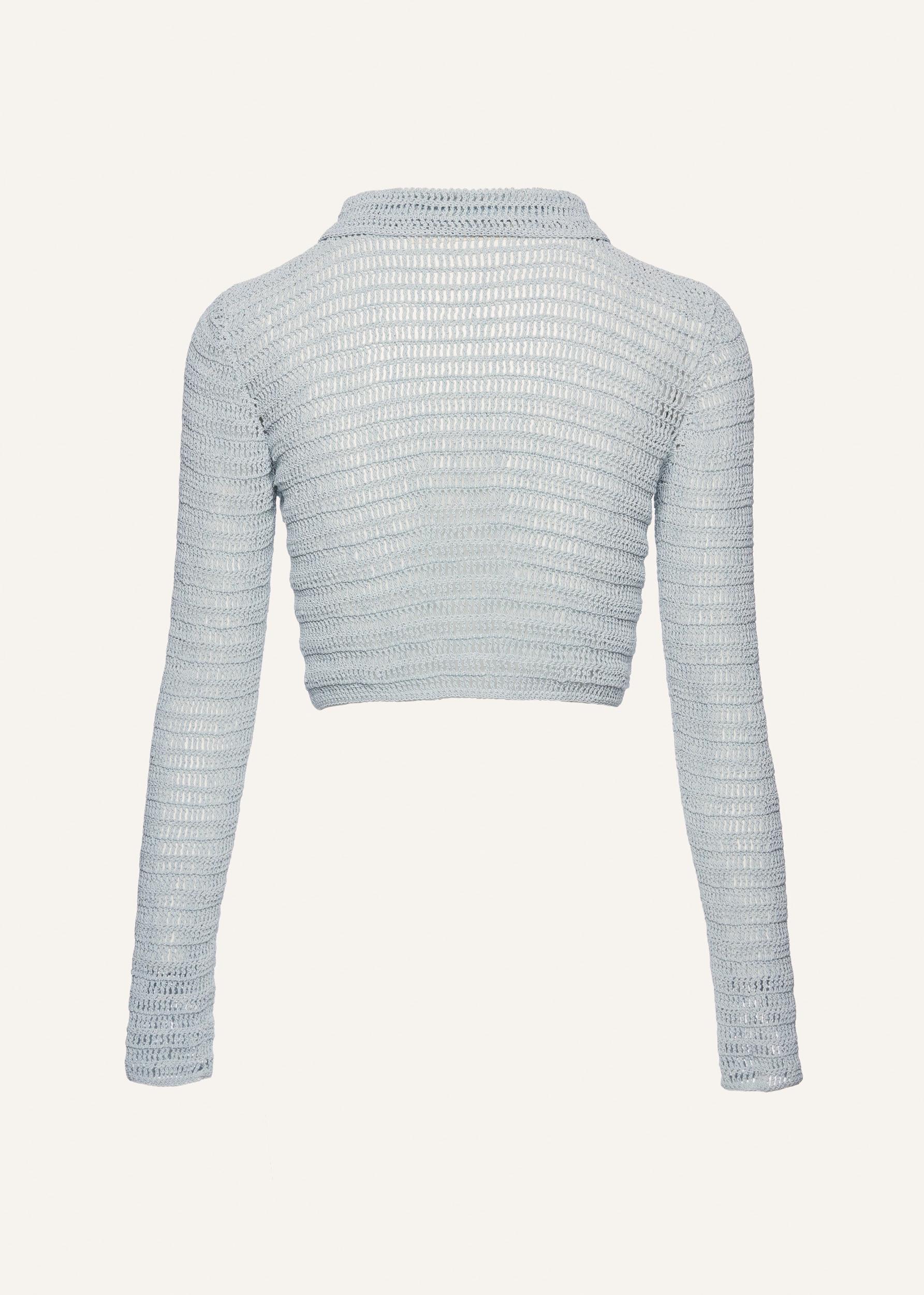 Cropped crochet jacket in light blue Product Image