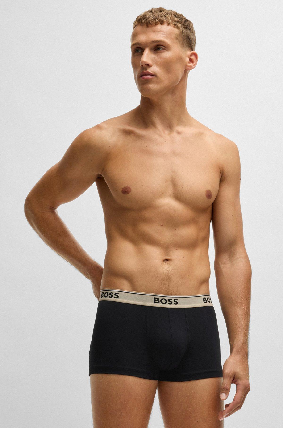 Three-pack of logo-waistband trunks in stretch cotton Product Image
