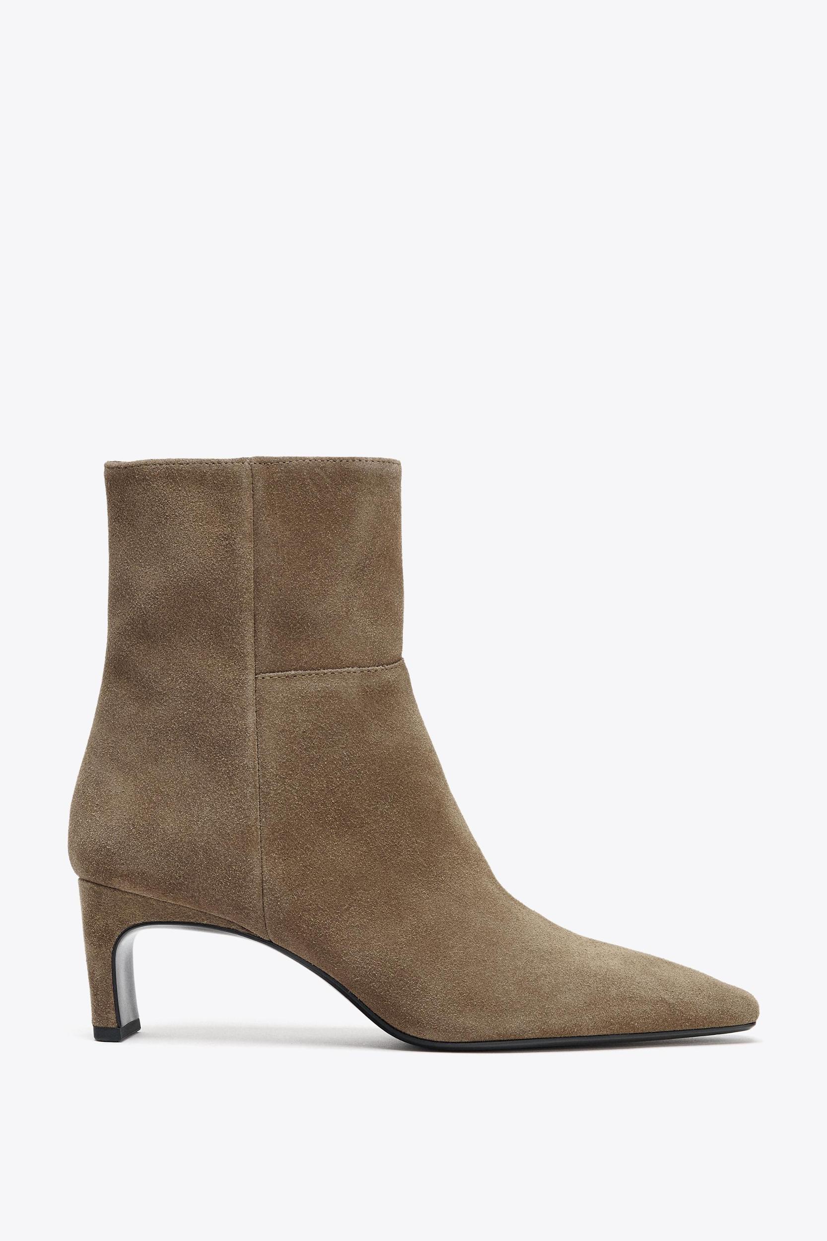 SUEDE KITTEN HEEL ANKLE BOOTS Product Image