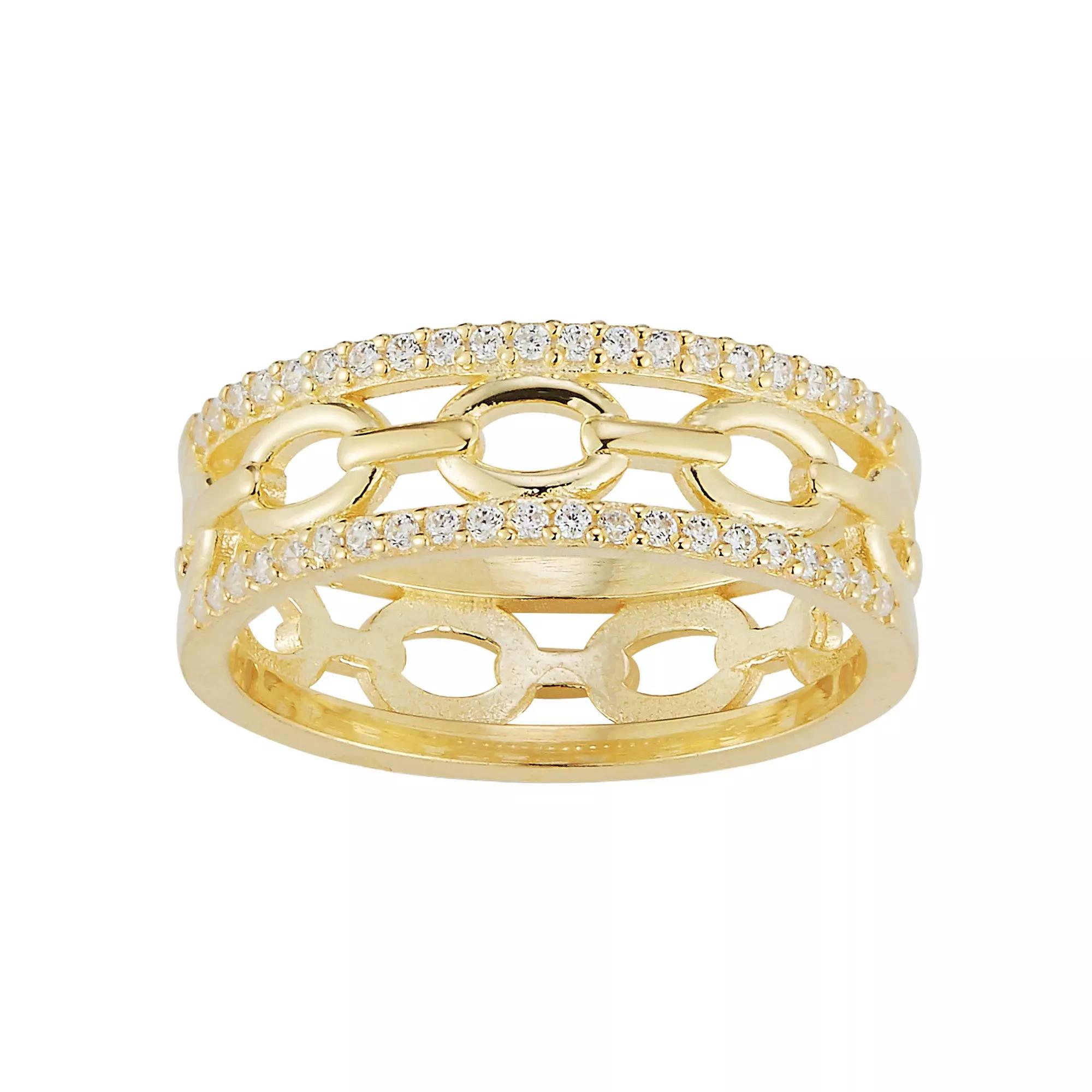 Sunkissed Sterling Cubic Zirconia Triple Stack Ring, Women's, Size: 8, Gold Tone Product Image