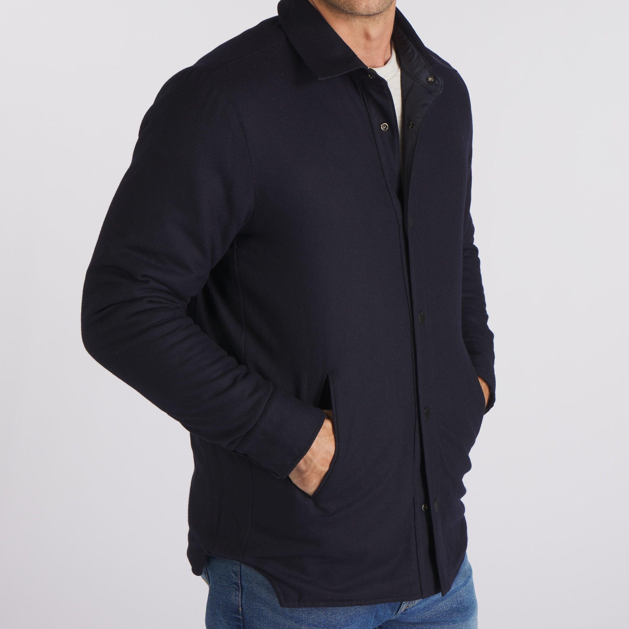 Insulated Reversible Shirt Jacket - Navy Product Image