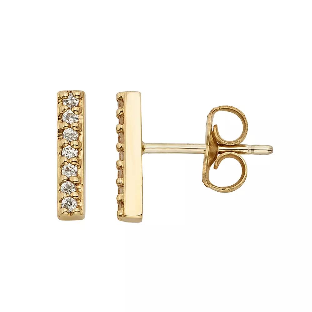 1/10 Carat T.W. Diamond 10k Gold Stick Stud Earrings, Women's, Yellow Product Image