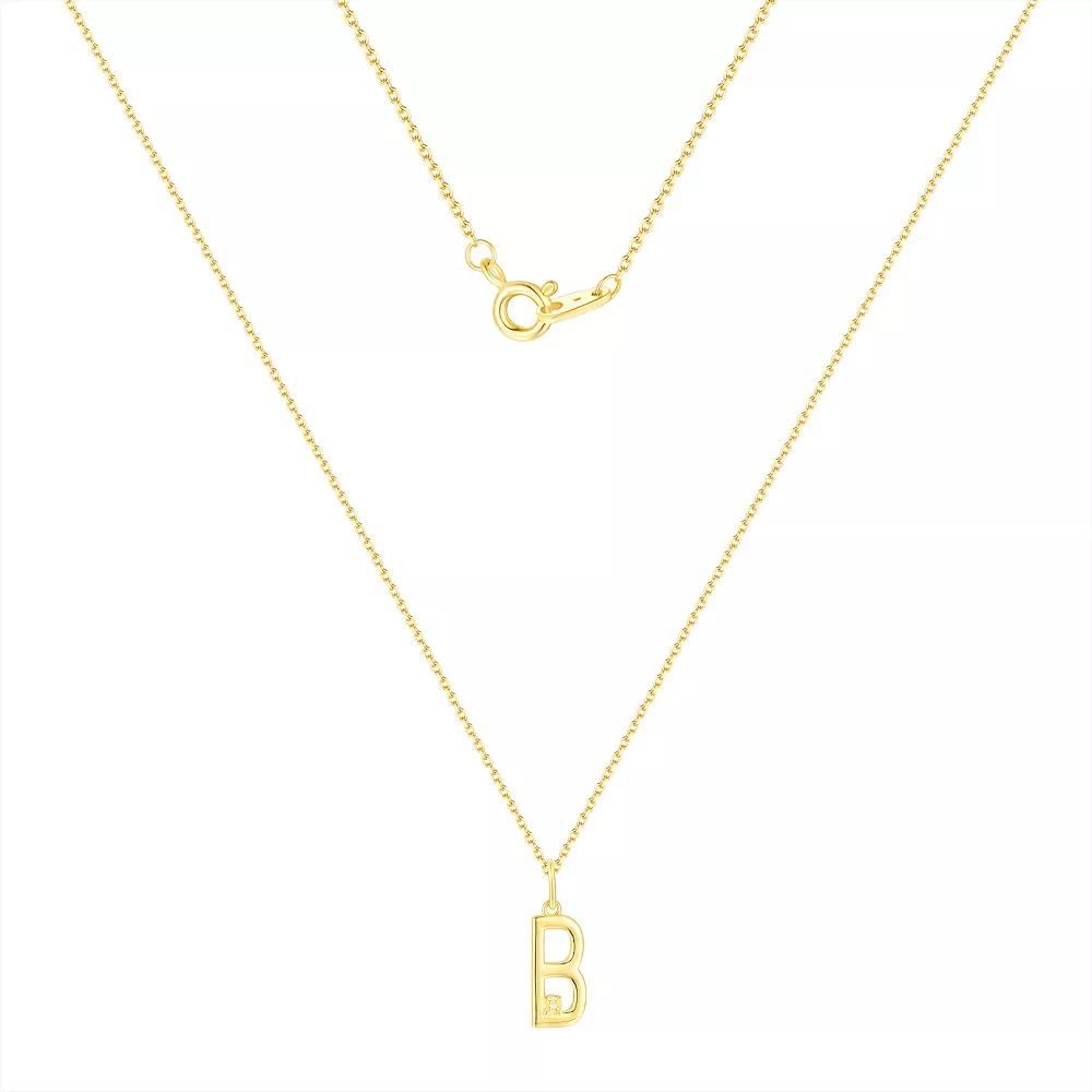 Forever Radiant Diamond Accent Initial Pendant Necklace, Women's, Size: 18", Gold Tone B Product Image