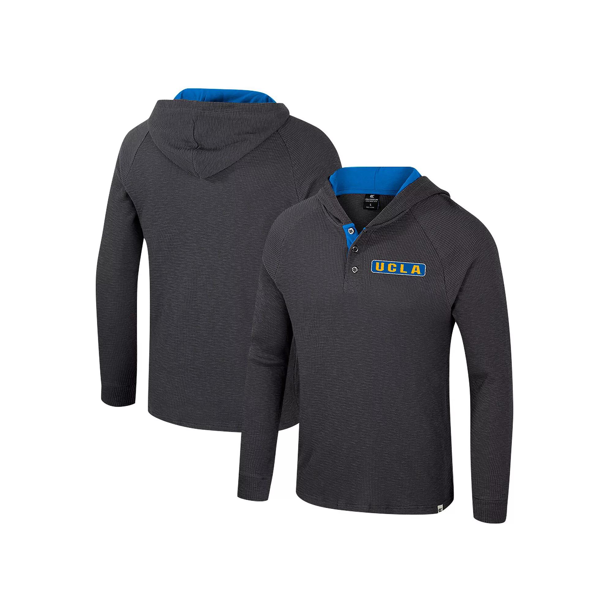 Men's Colosseum Charcoal UCLA Bruins Dujour Ralgan Long Sleeve Henley Hoodie T-Shirt,  Product Image
