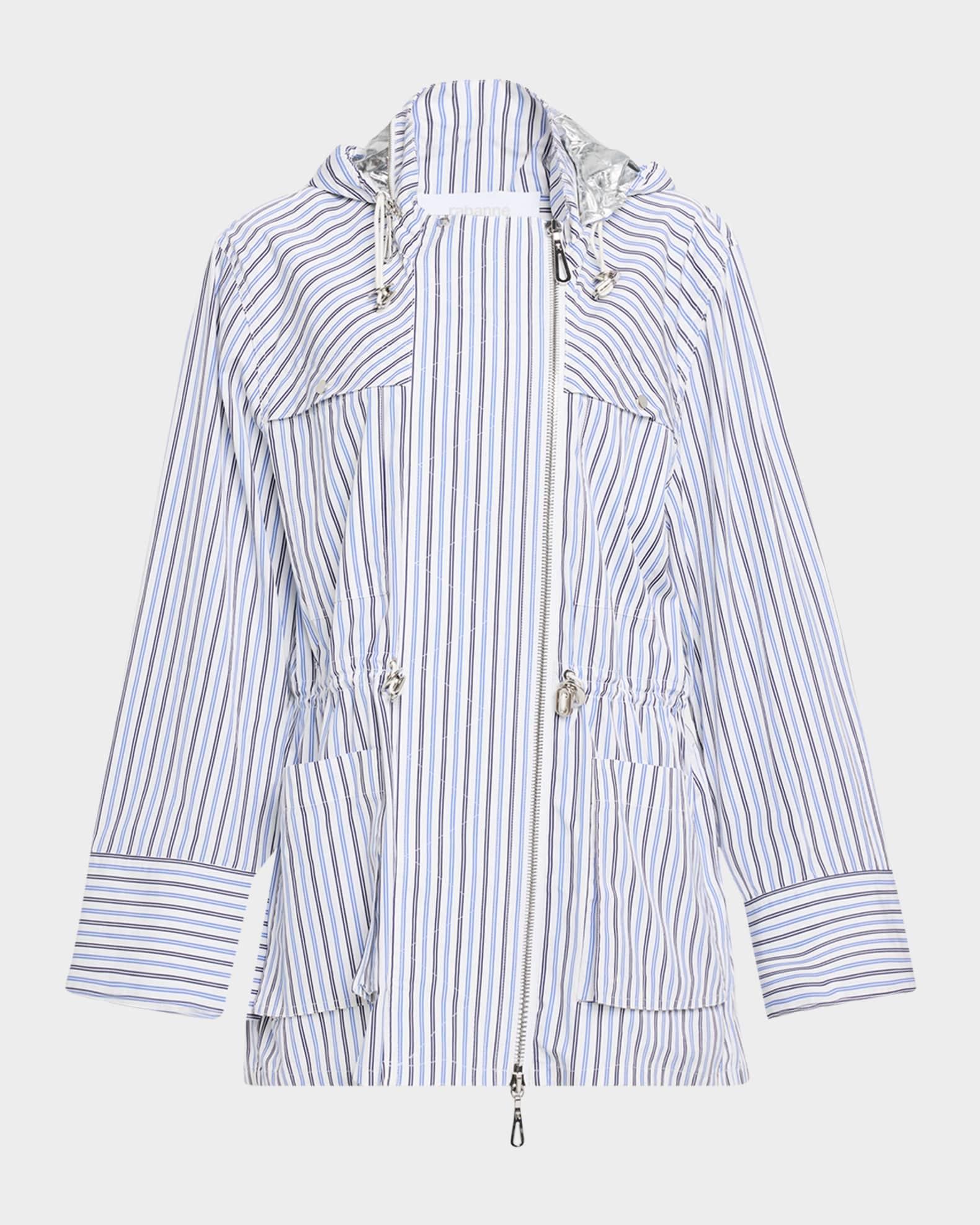 Striped Cotton Hooded Zip Jacket Product Image