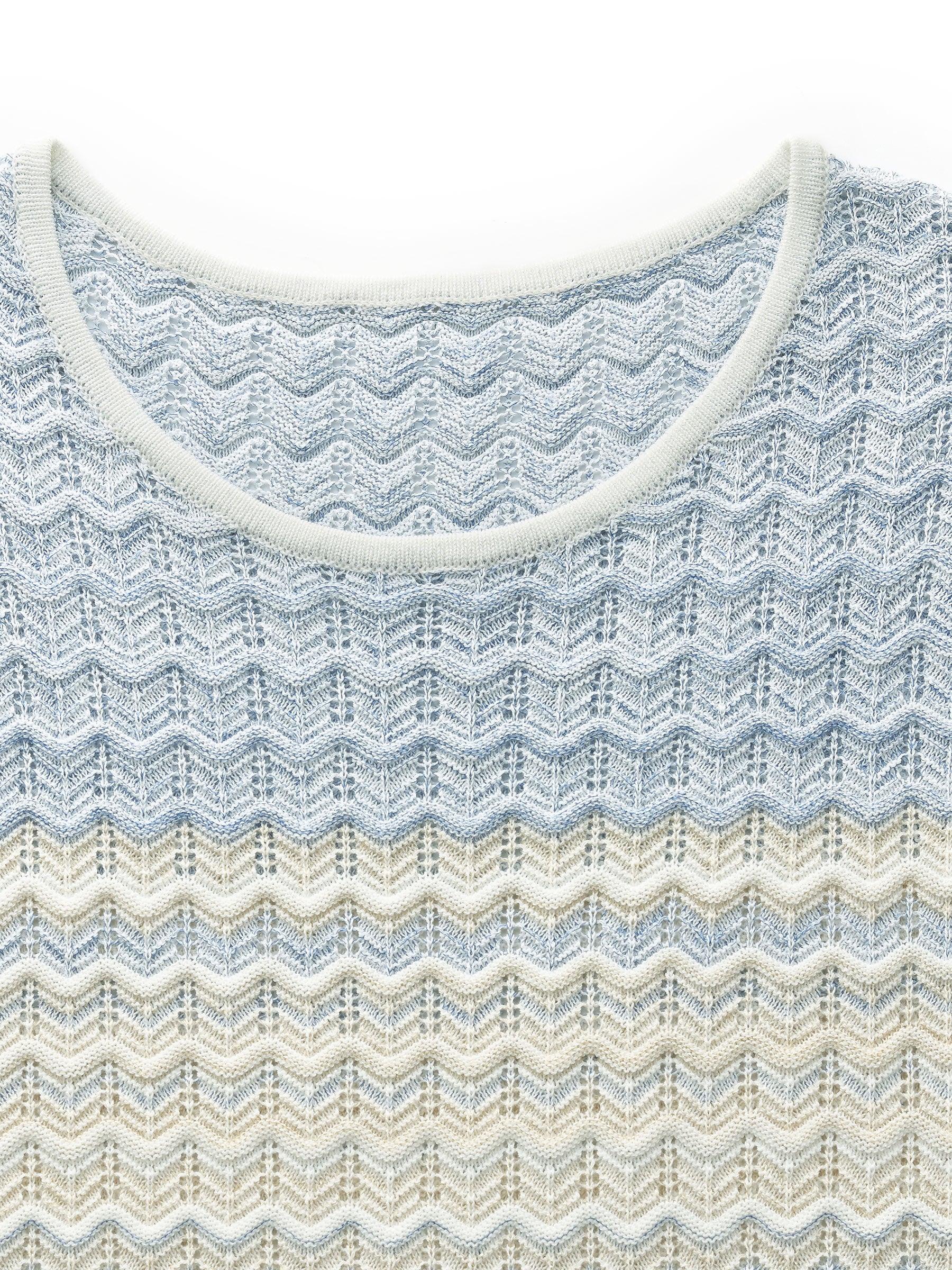 Blue And White Gradient Women Knit Midi Dress Product Image