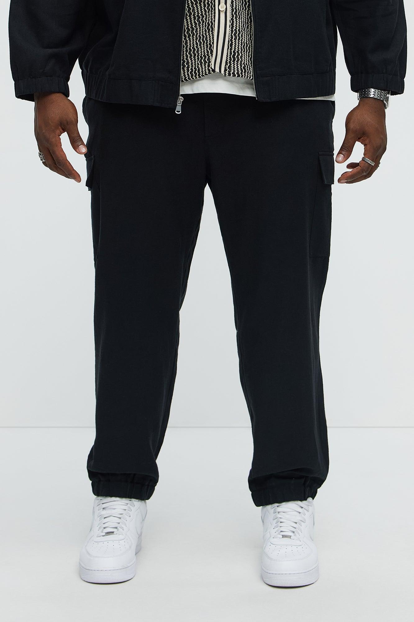Slim Bahamas Linen Cargo Jogger - Black Product Image