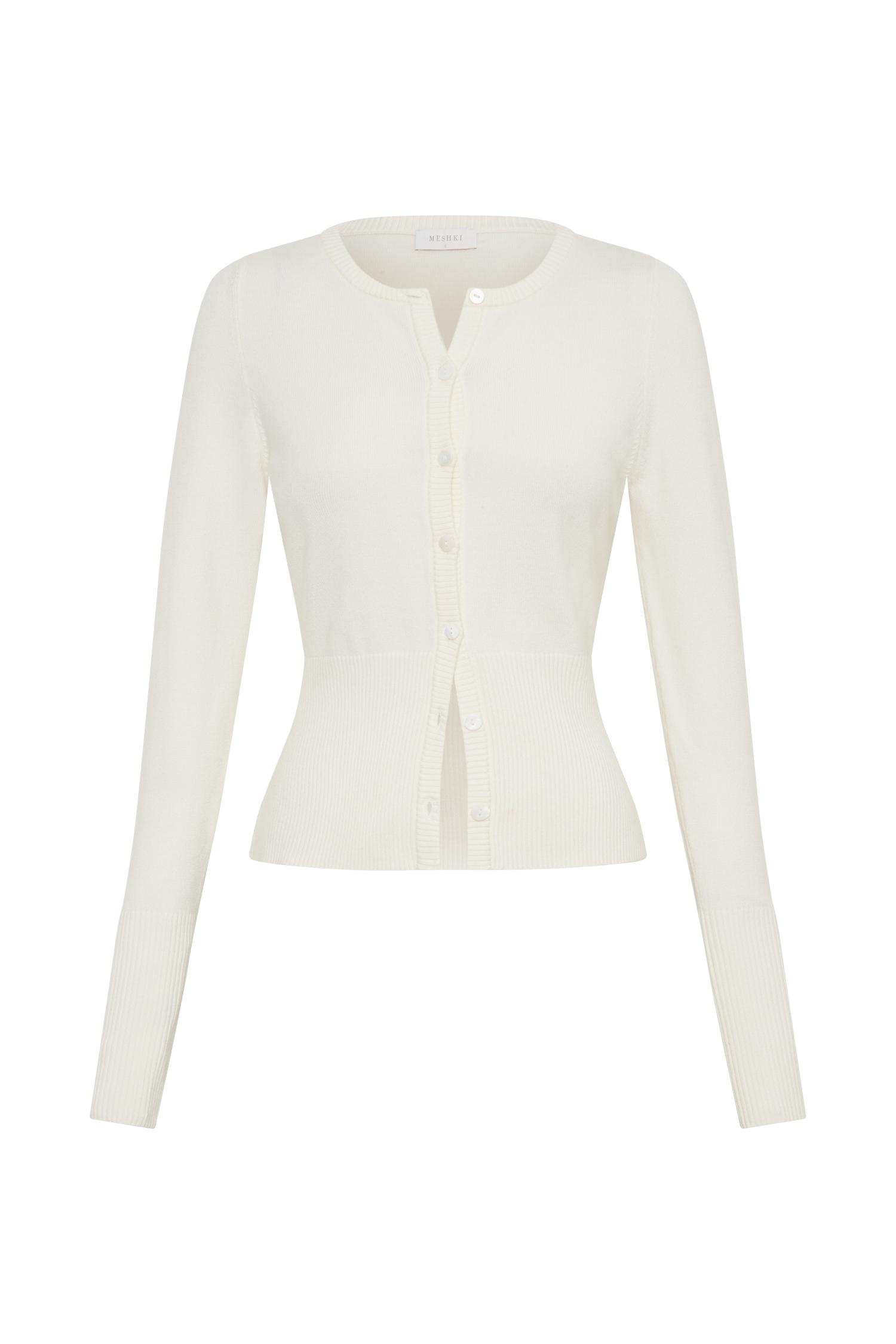 Reese Fitted Knit Cardigan - Ivory Product Image