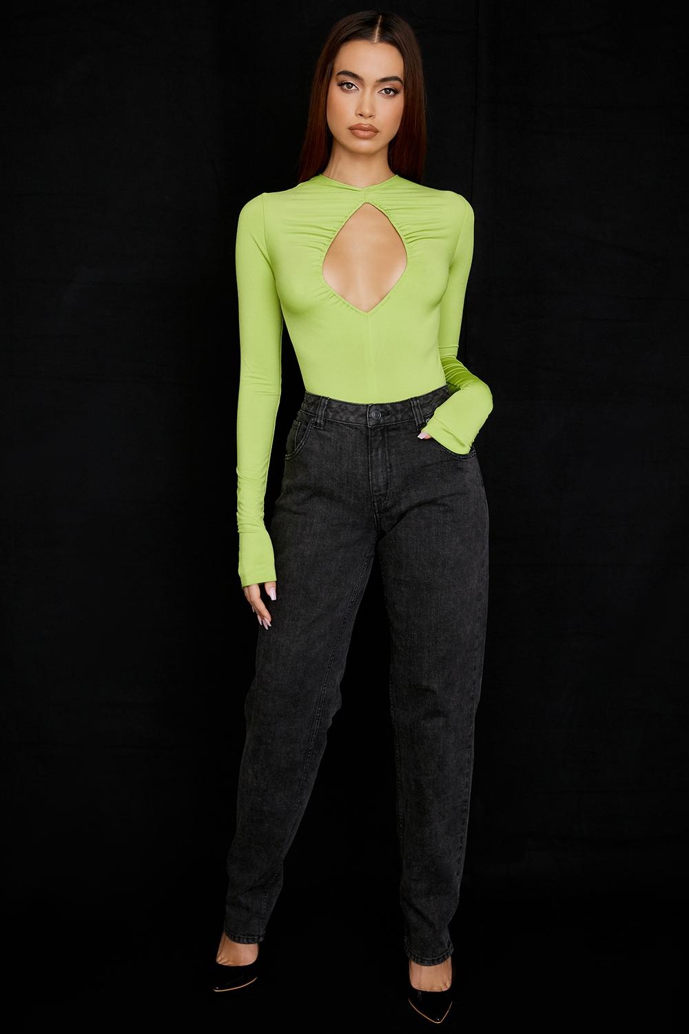 Estrelle  lime green cutout bodysuit Product Image