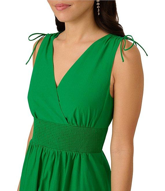 Adrianna Papell Cotton V Neck Sleeveless Eyelet Hem Midi Dress Product Image