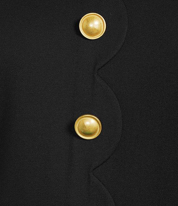 J.McLaughlin Florence Knit Round Neck Short Sleeve Button Front Scallop A-Line Dress Product Image