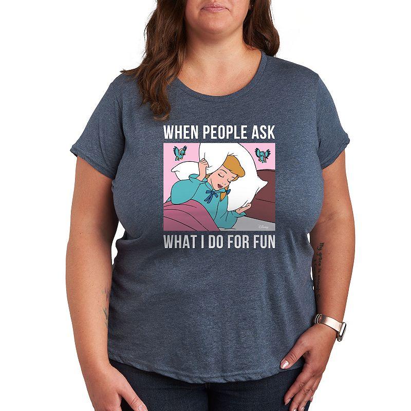 Disney Princess Cinderella Women's Plus What I Do For Fun Is Sleeping Graphic Tee,  Product Image