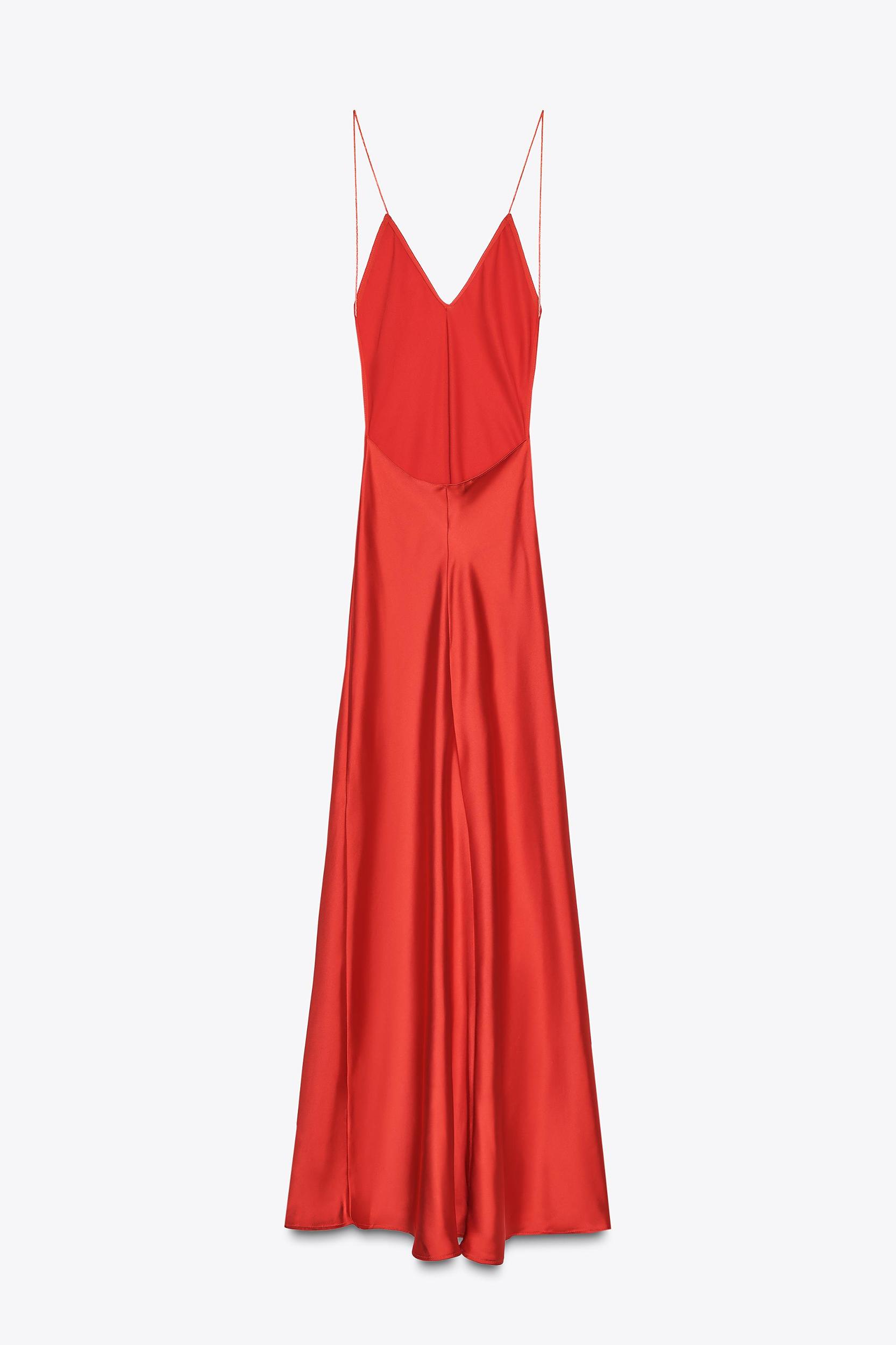 OPEN BACK SATIN LONG DRESS Product Image