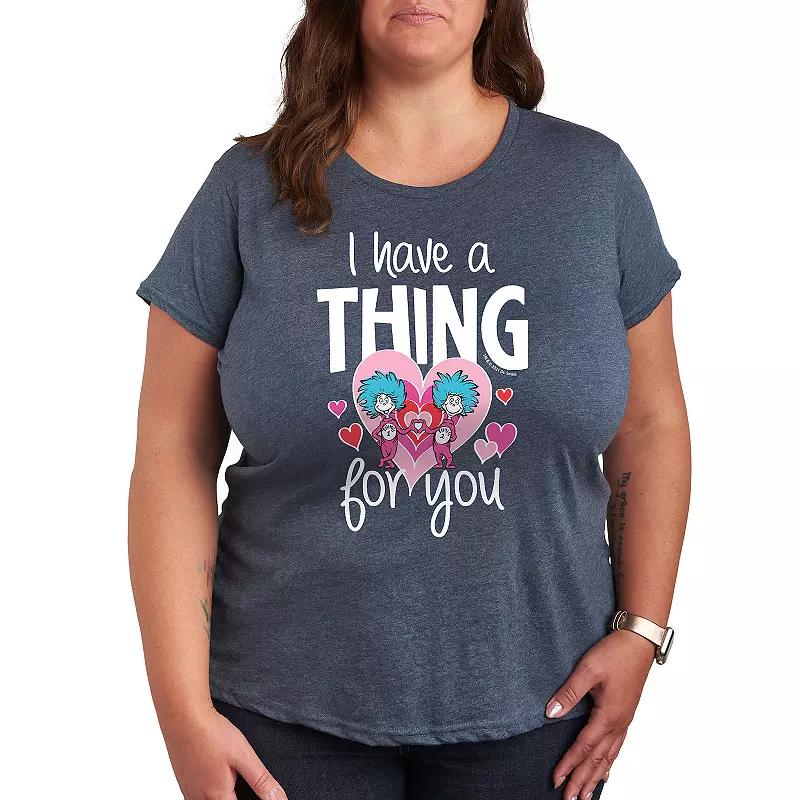 Plus Size Dr. Seuss I Have A Thing For You Graphic Tee, Womens Grey Dark Blue Product Image