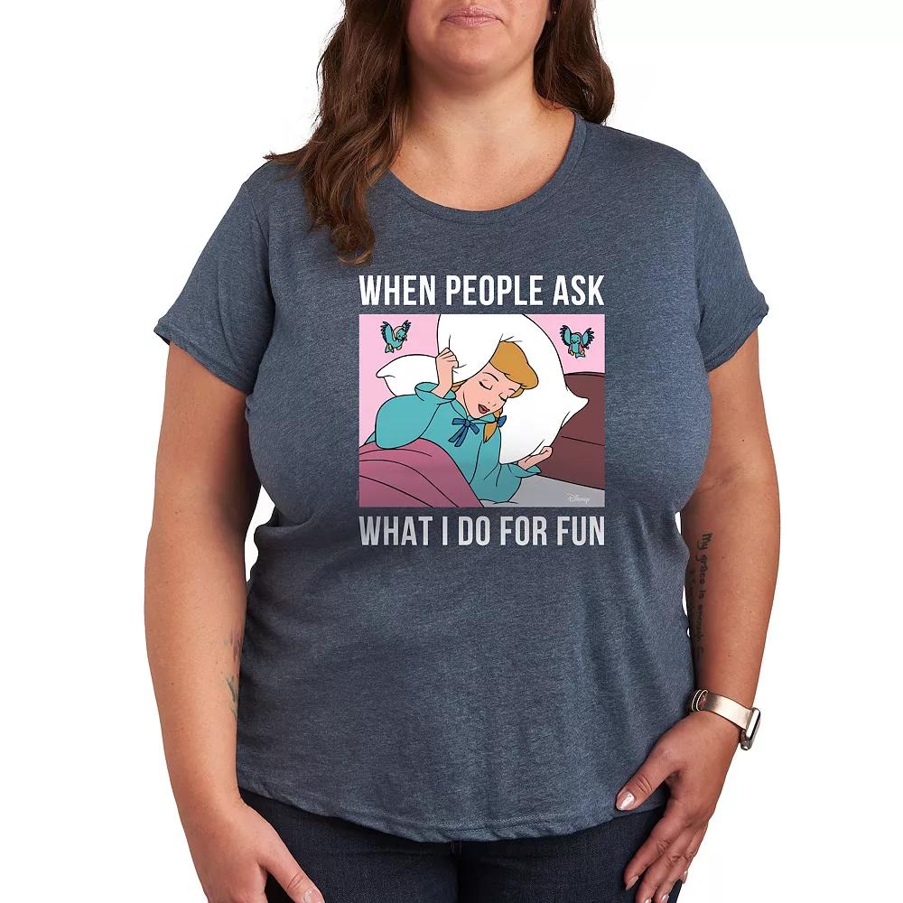Disney Princess Cinderella Women's Plus What I Do For Fun Is Sleeping Graphic Tee,  Product Image