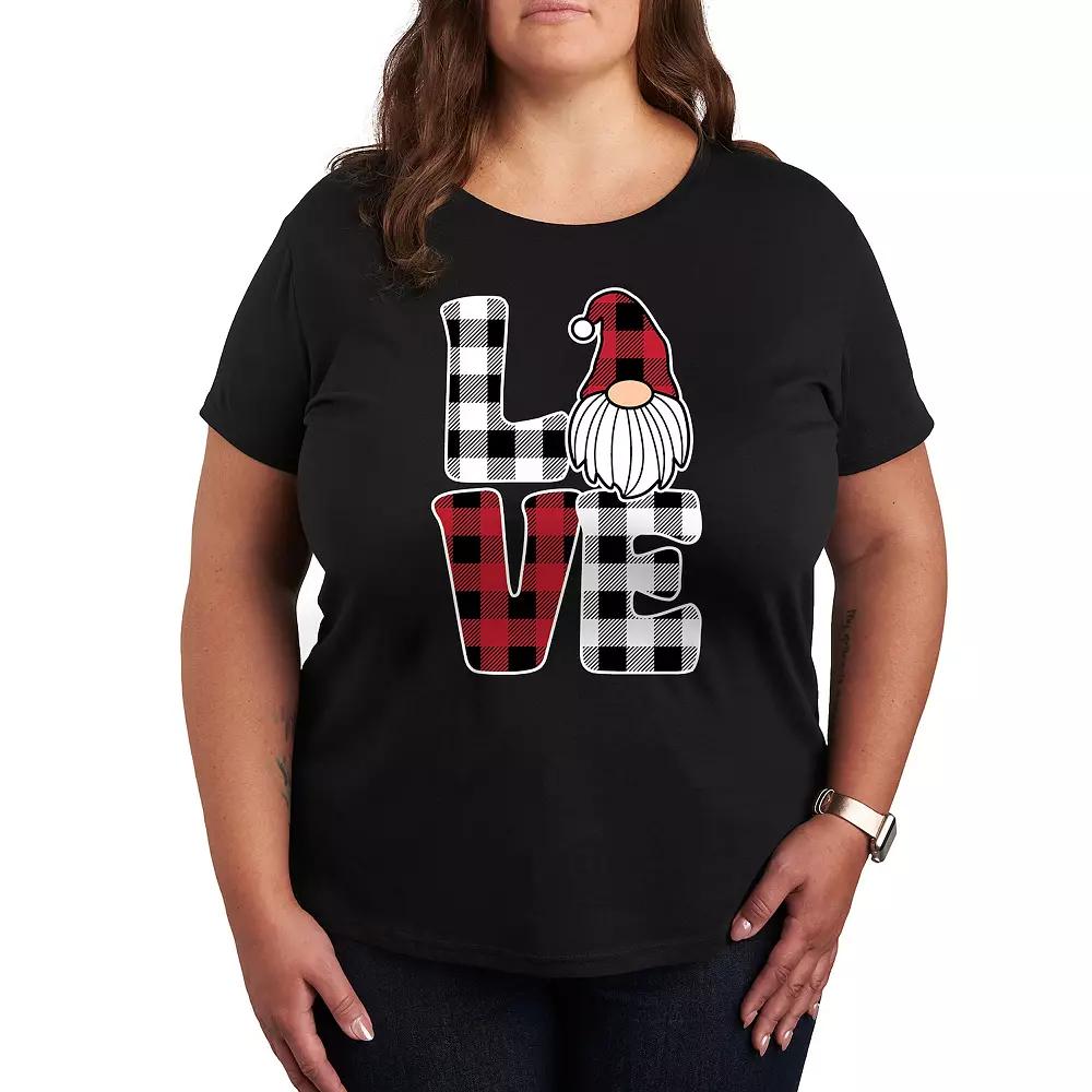 Plus Love Gnome Plaid Graphic Tee, Women's,  Product Image