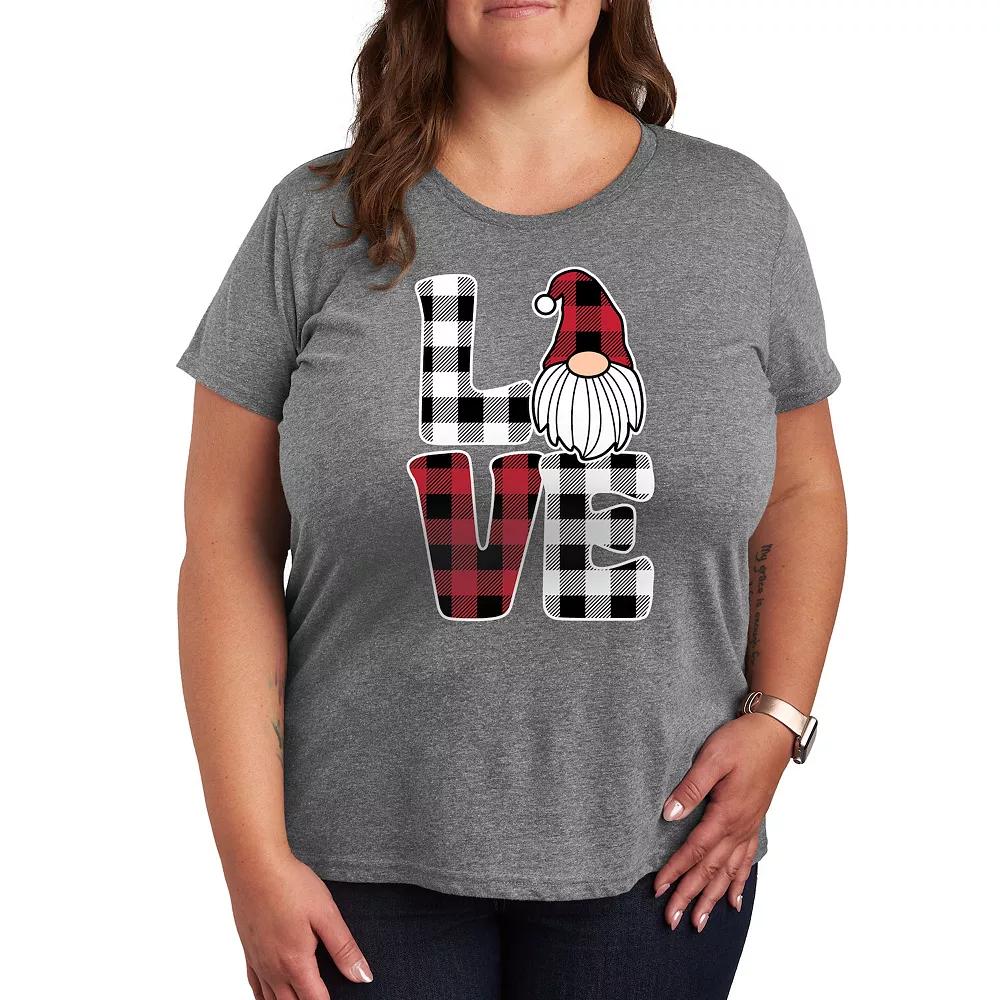 Plus Love Gnome Plaid Graphic Tee, Women's,  Product Image