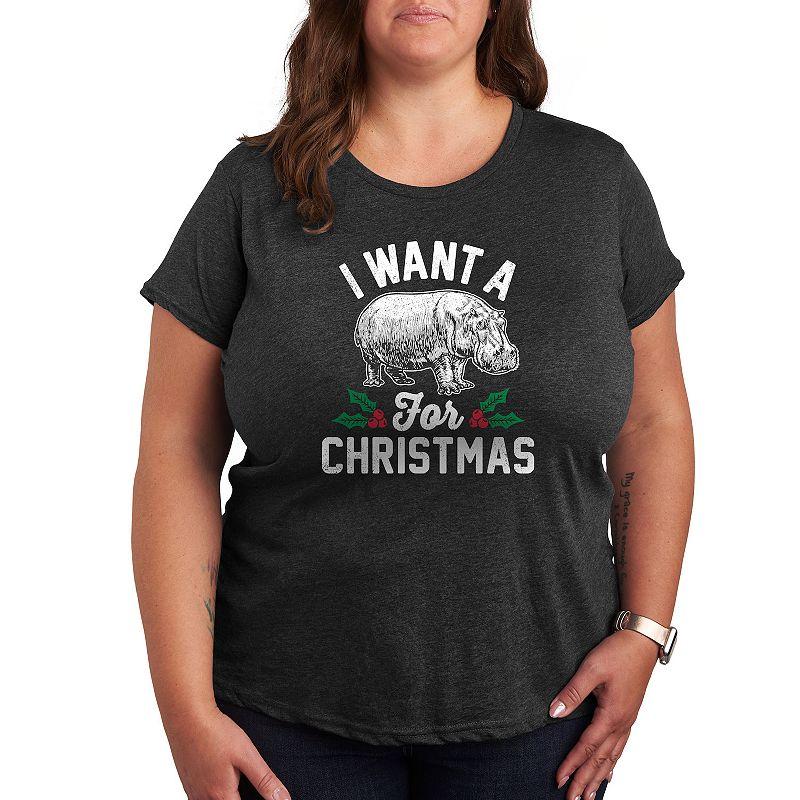 Women's I Want A Hippopotamus Graphic Tee, Girl's,  Product Image