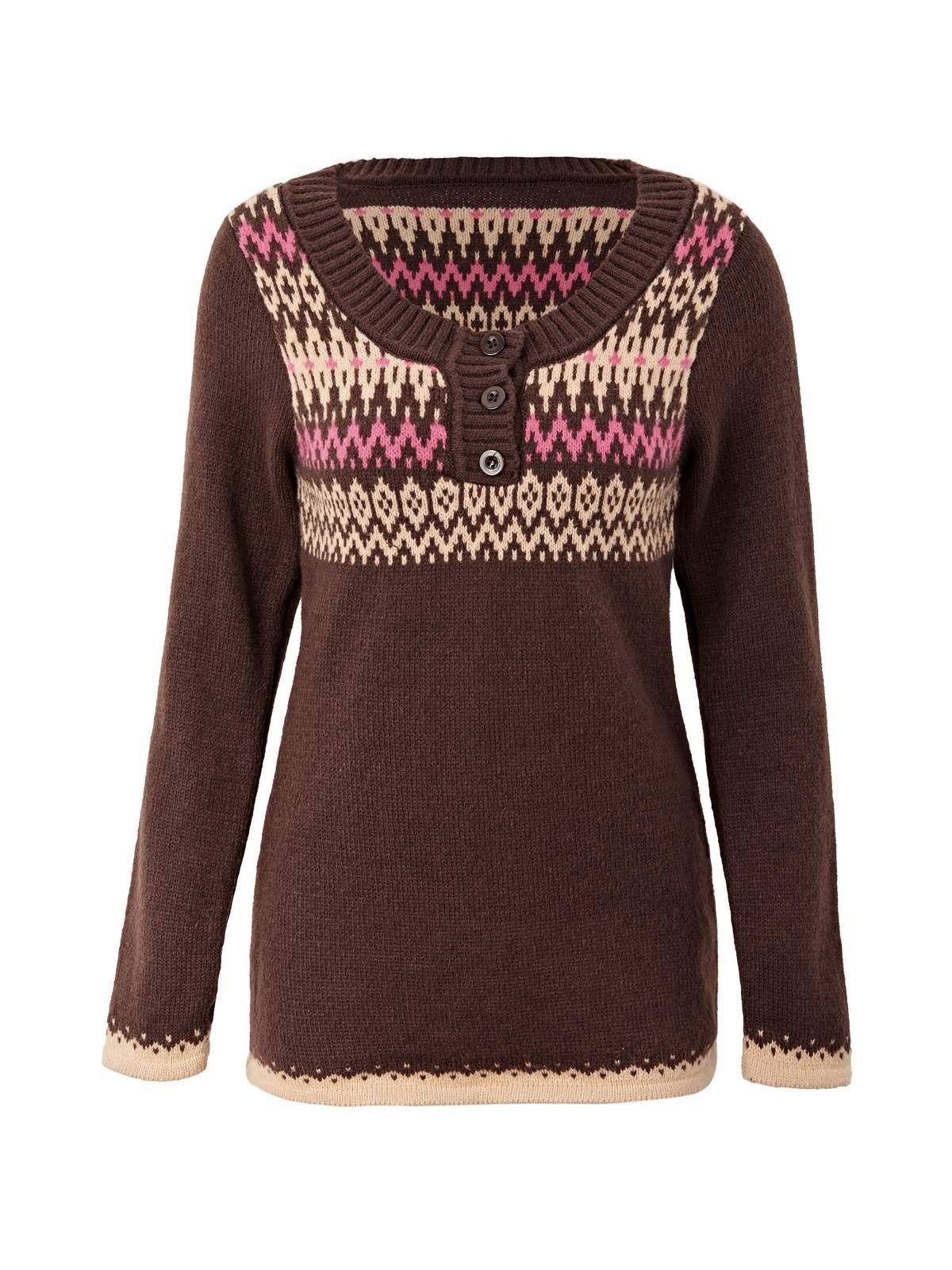 Button Front Jacquard Knitted Sweater Product Image