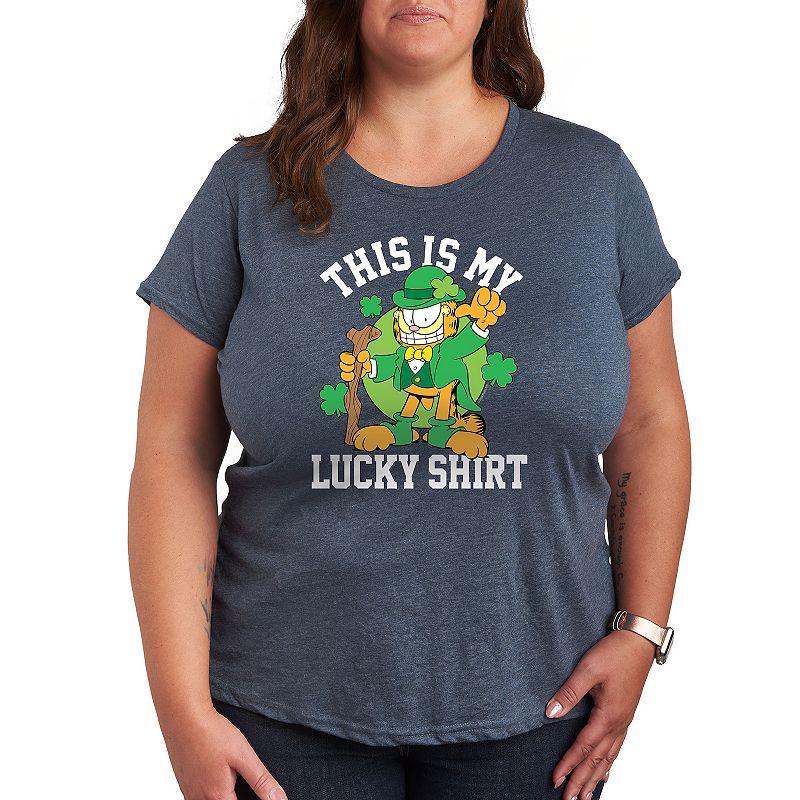 Plus Garfield This Is My Lucky Shirt Graphic Tee, Women's,  Product Image
