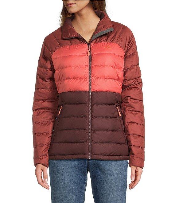 L.L.Bean Colorblock Quilt Stand Collar Down Jacket Product Image