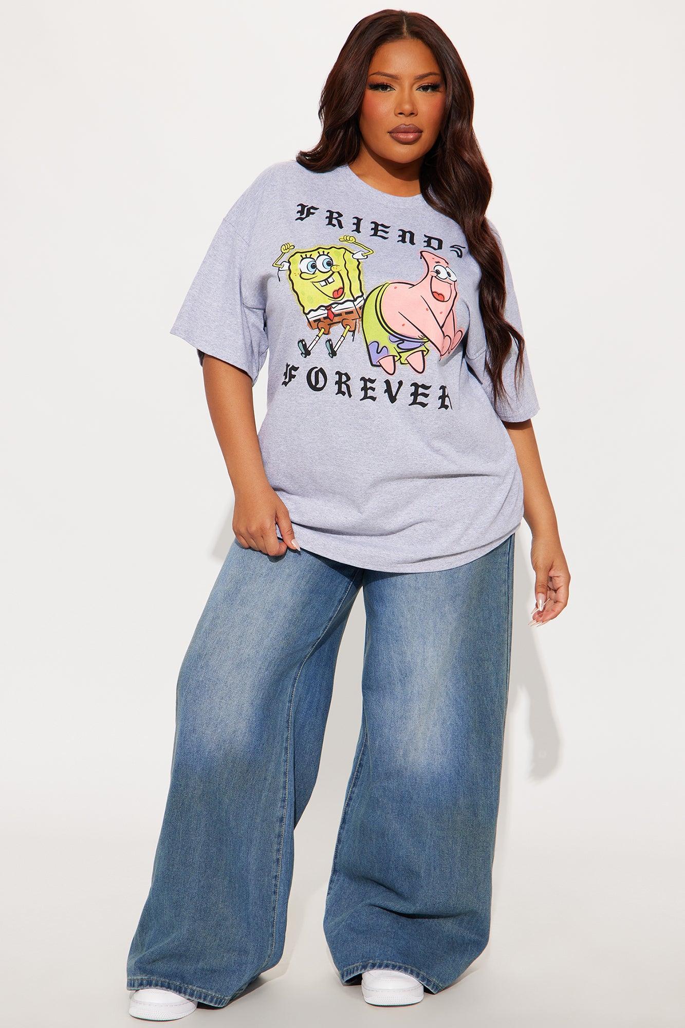 Spongebob & Patrick Forever Oversized Tee - Heather Grey Product Image