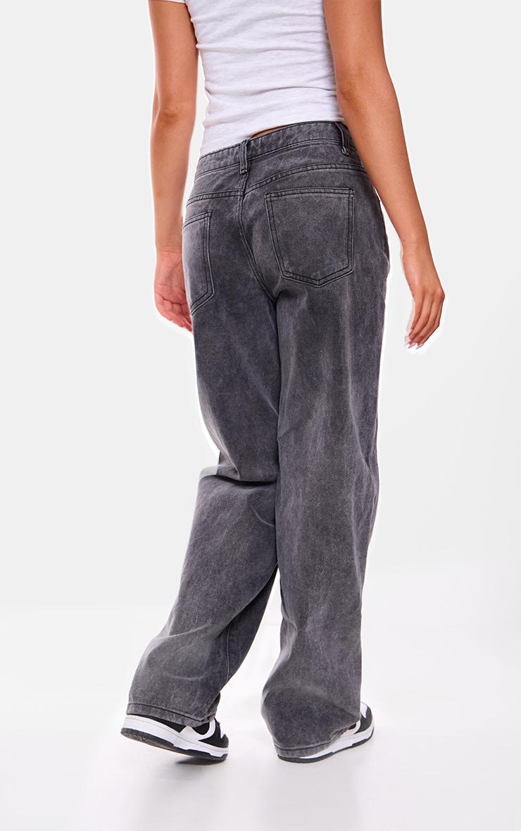 Washed Grey Mid Rise Straight Leg Jeans Product Image