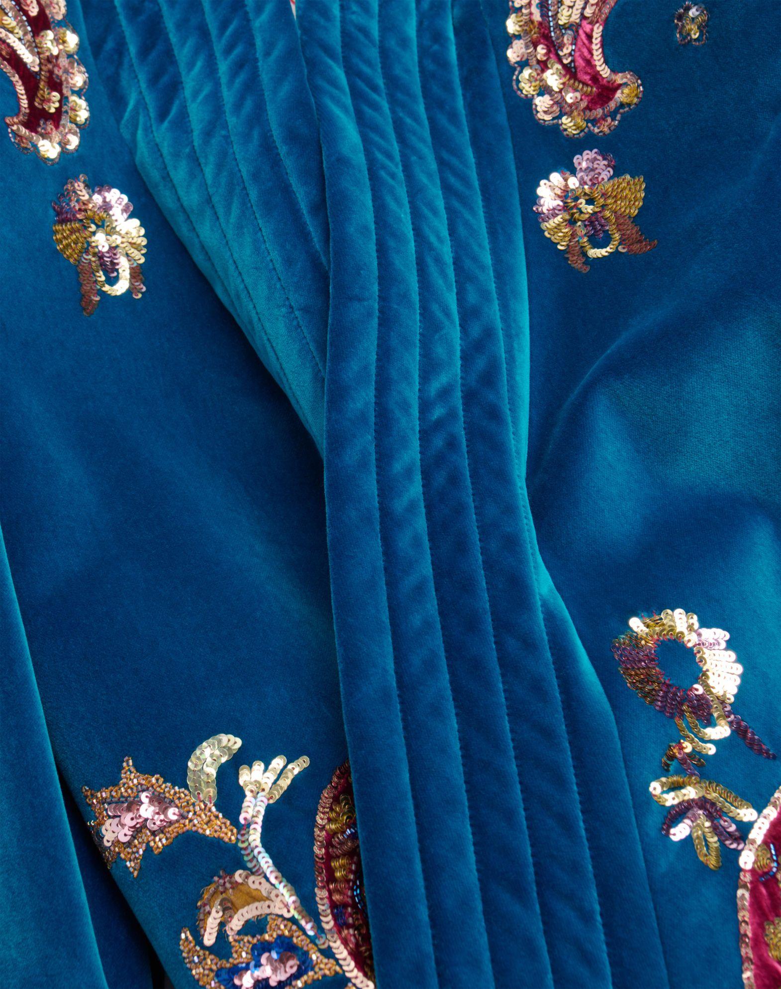 Belted Cotton Velvet Jacket With Sequin Embroidery Product Image