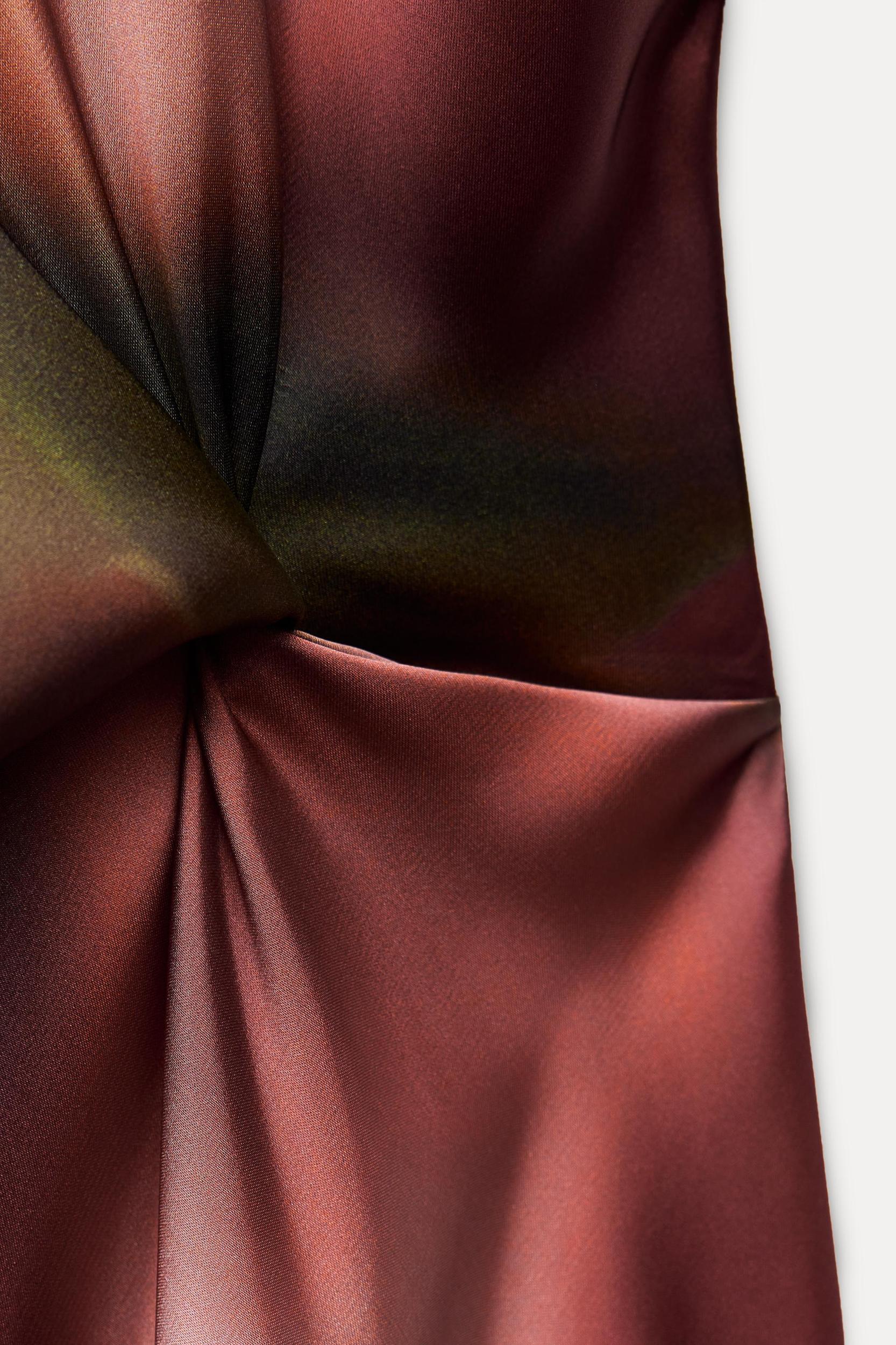 PRINTED SATIN EFFECT MIDI DRESS Product Image