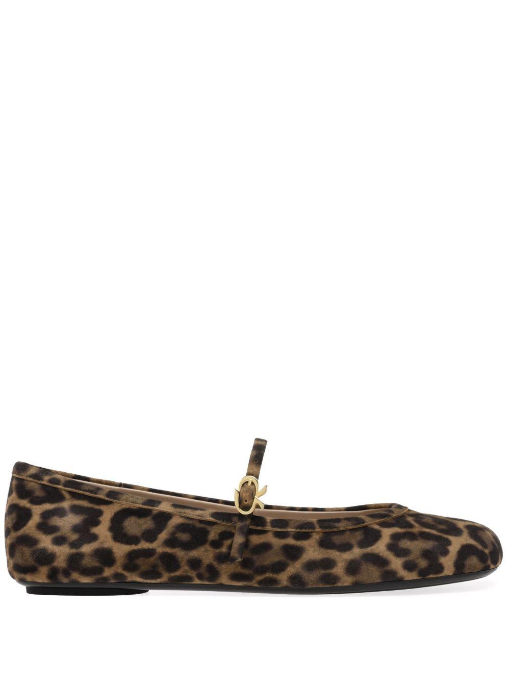 GIANVITO ROSSI Brown Carla Flats In Animal Print Product Image