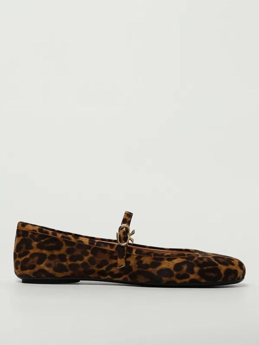 GIANVITO ROSSI Brown Carla Flats In Animal Print Product Image