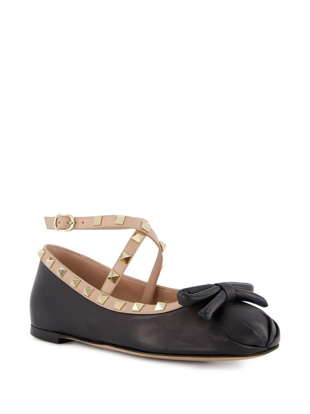 Rockstud leather ballerina shoes Product Image