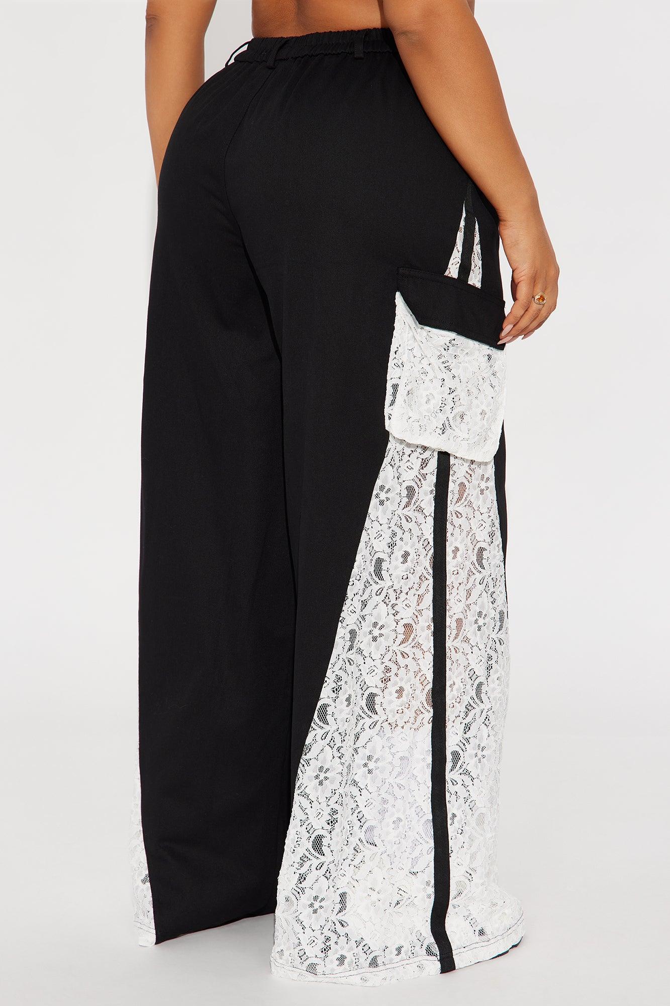 Willow Wide Leg Lace Track Pant 33″ - Black Female Product Image