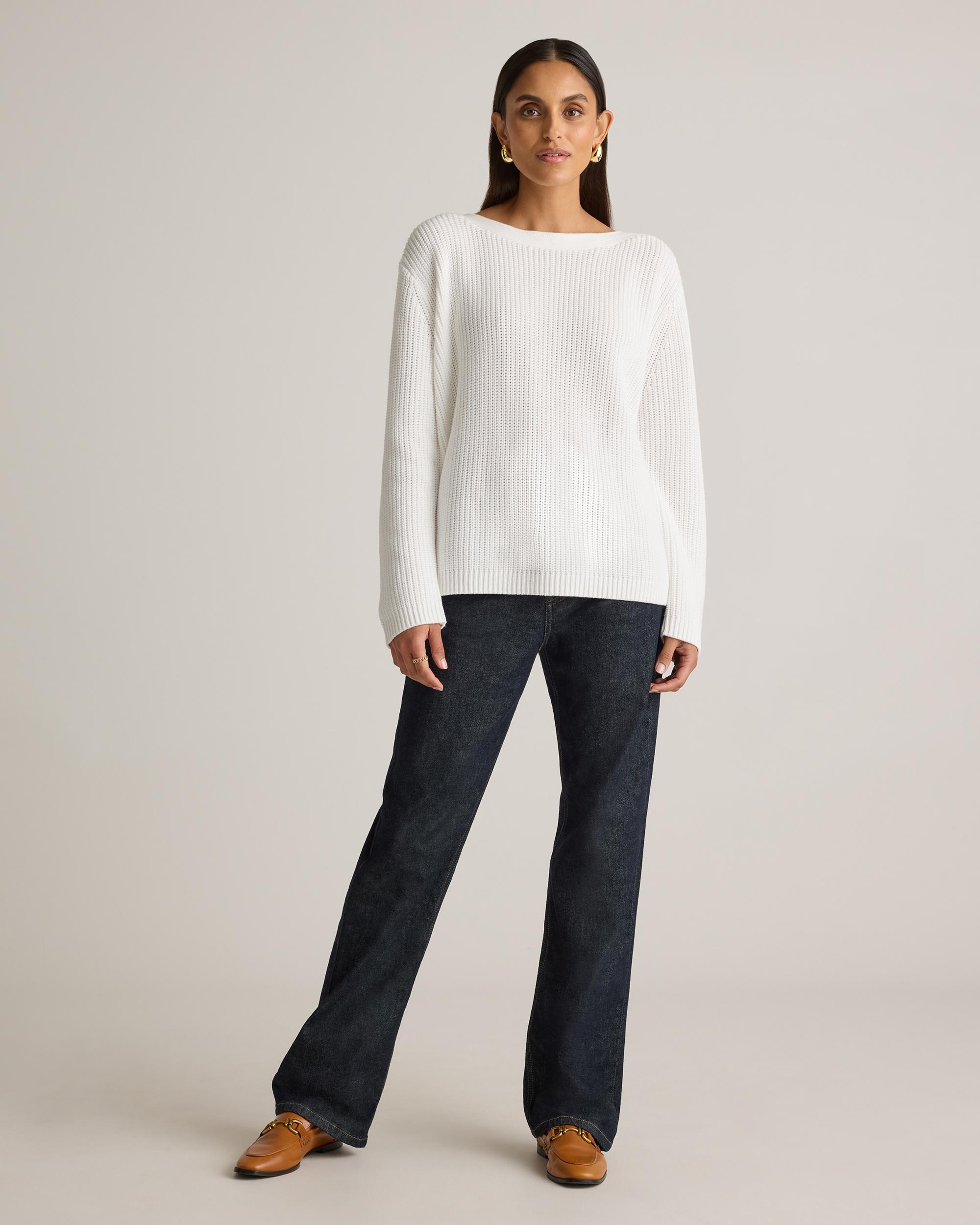 Quince | Women's Fisherman Boatneck Sweater Organic Cotton Product Image