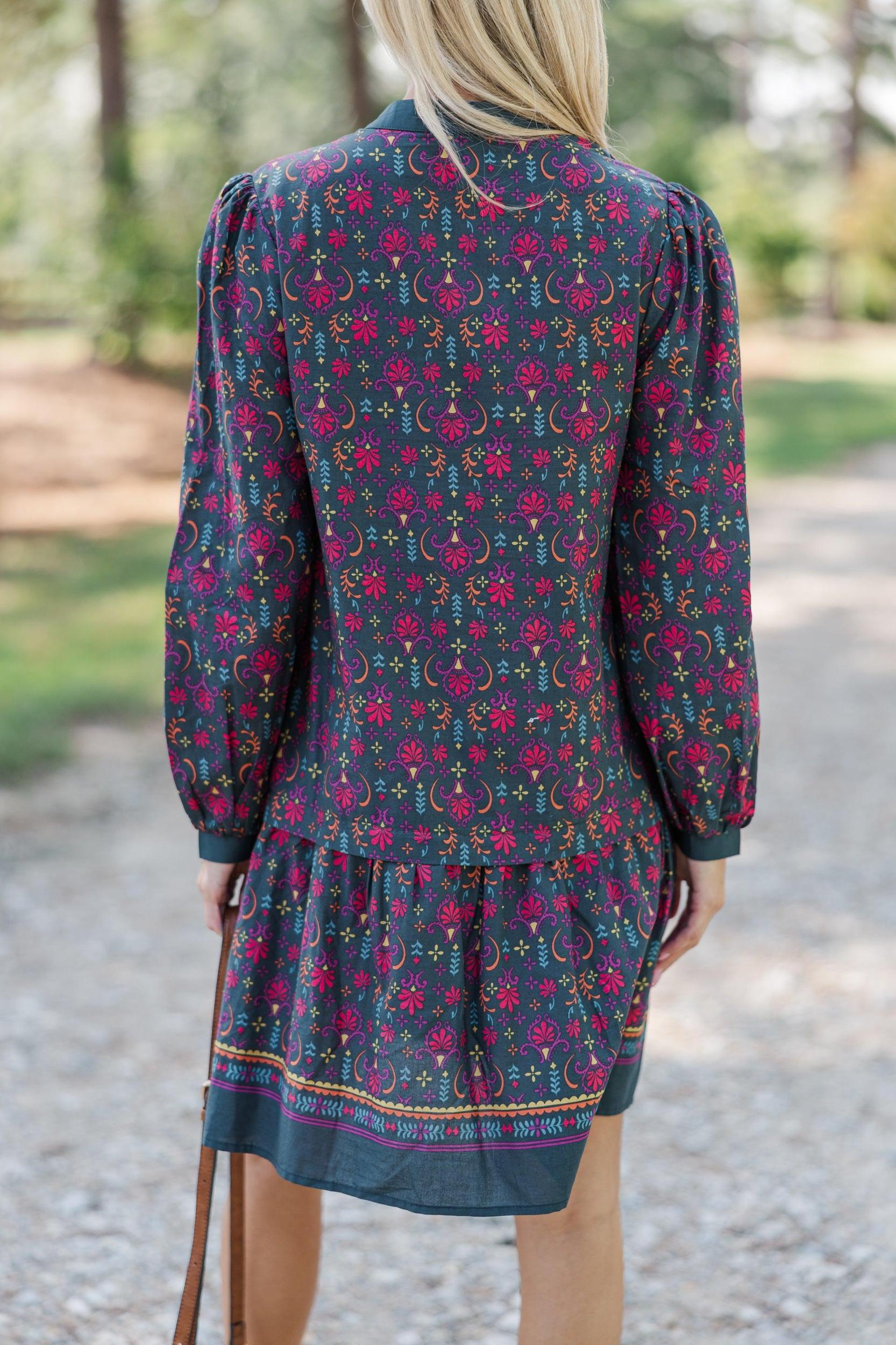 Pinch: Where You Are Dark Green Printed Dress Female Product Image