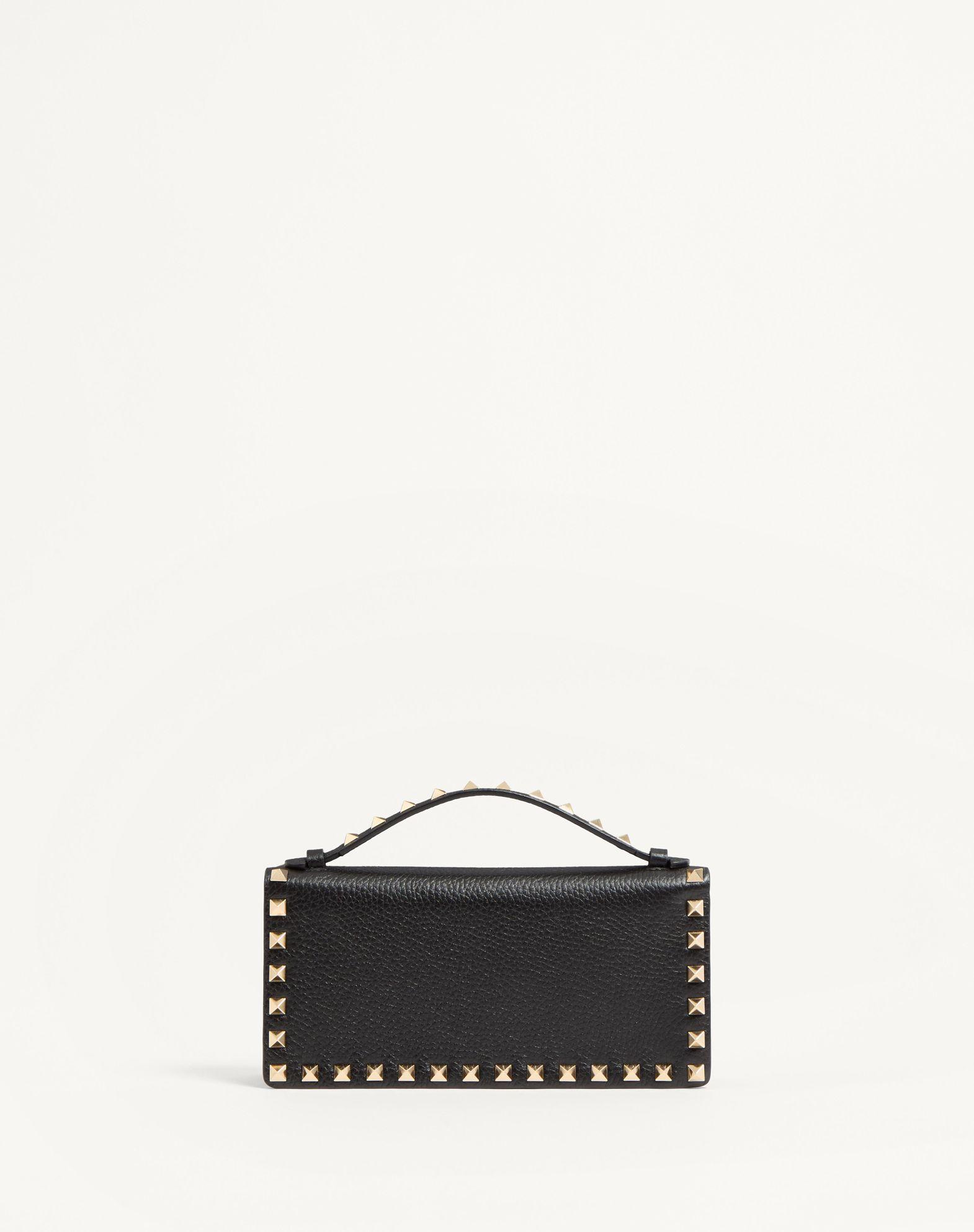 Rockstud Wallet With Chain In Grainy Calfskin Product Image