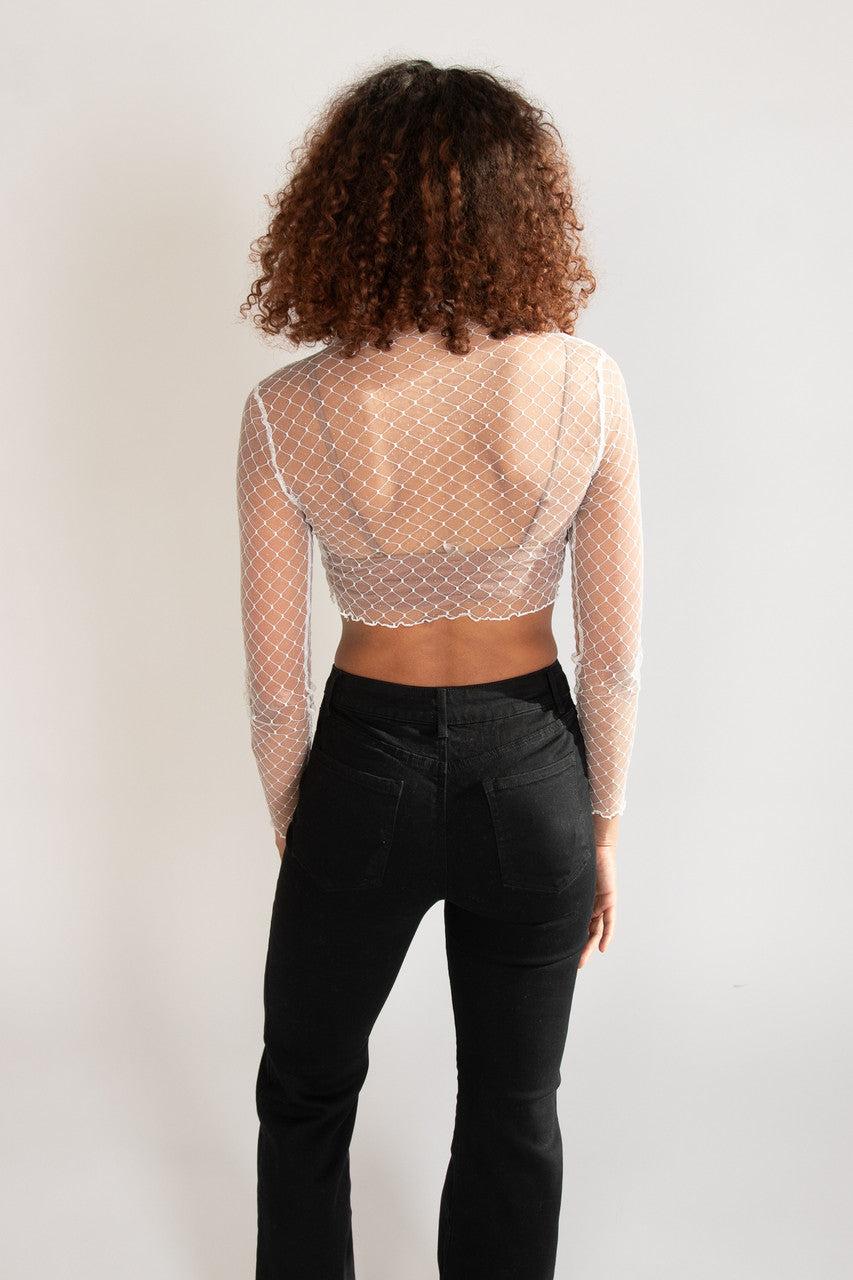 Gold Glitter Mesh Mock Neck Top Product Image