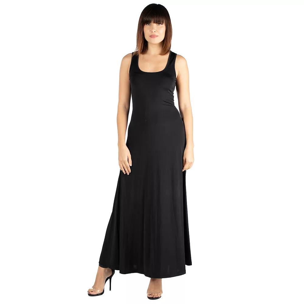 Women's 24seven Comfort Apparel Fit And Flare A-Line Sleeveless Maxi Dress,  Product Image