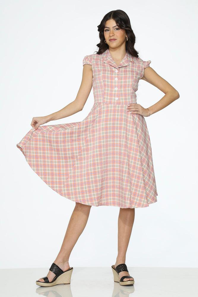 Pink Plaid Swing Dress Product Image