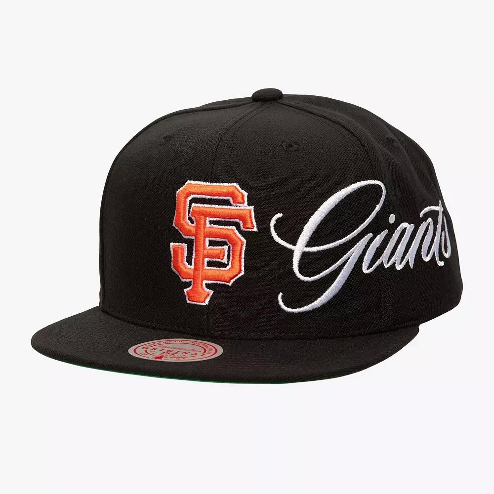 Men's Mitchell & Ness Black San Francisco Giants Just Don x MLB Lux Script Snapback Hat Product Image