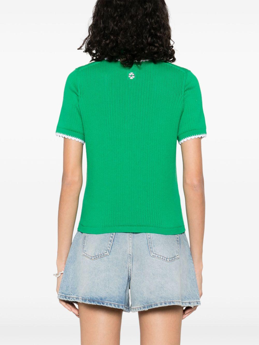 pointelle-knit crochet polo top Product Image