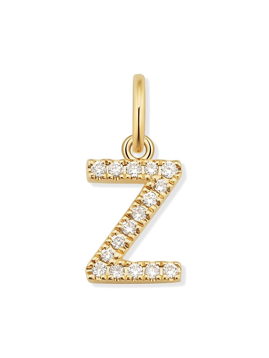 Womens 14K Yellow Gold My Letter Diamond Initial Pendant Charm Product Image